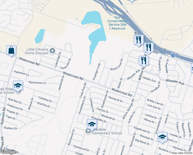map of restaurants, bars, coffee shops, grocery stores, and more near 1503 Prestige Loop in Killeen