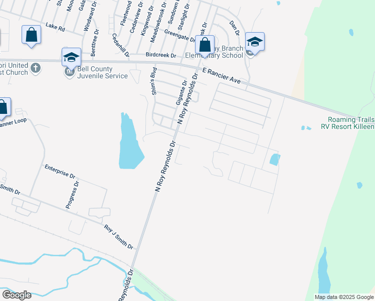 map of restaurants, bars, coffee shops, grocery stores, and more near 5707 Rustler Drive in Killeen