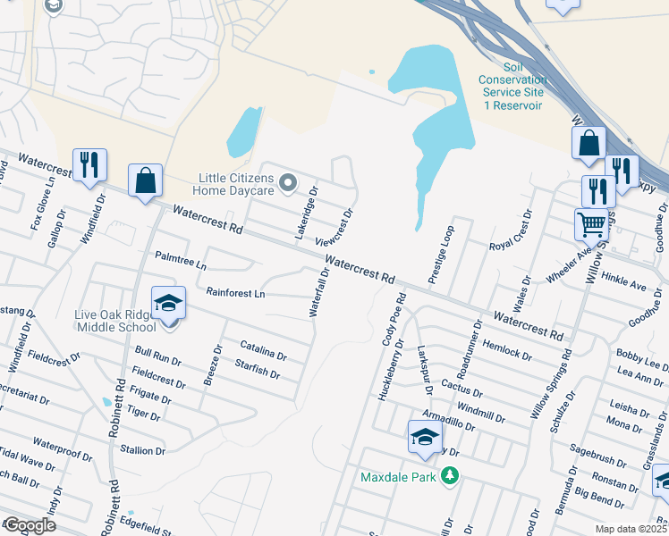 map of restaurants, bars, coffee shops, grocery stores, and more near 3320 Viewcrest Drive in Killeen
