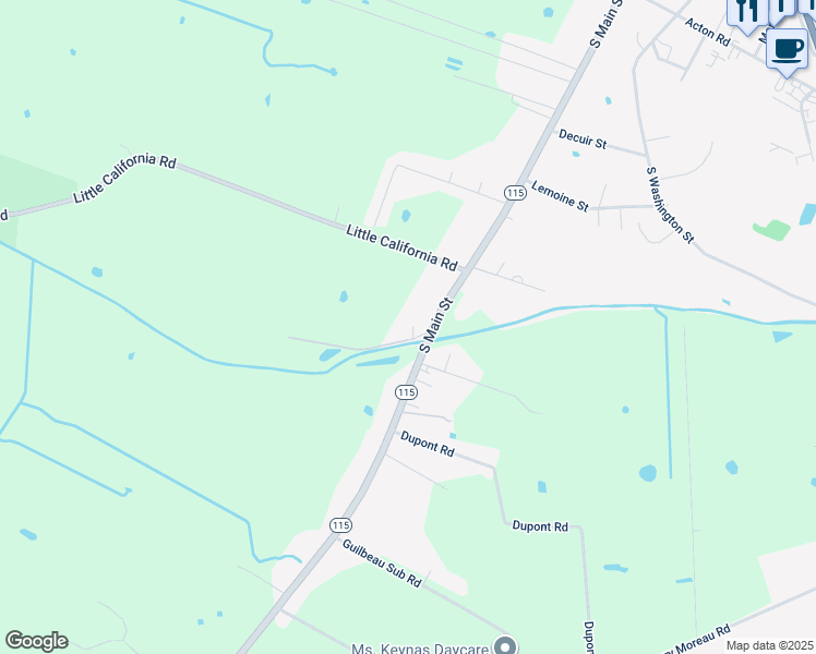 map of restaurants, bars, coffee shops, grocery stores, and more near 1438 South Main Street in Mansura