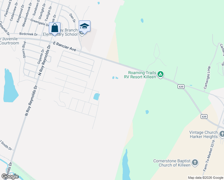 map of restaurants, bars, coffee shops, grocery stores, and more near 6908 East Rancier Avenue in Killeen