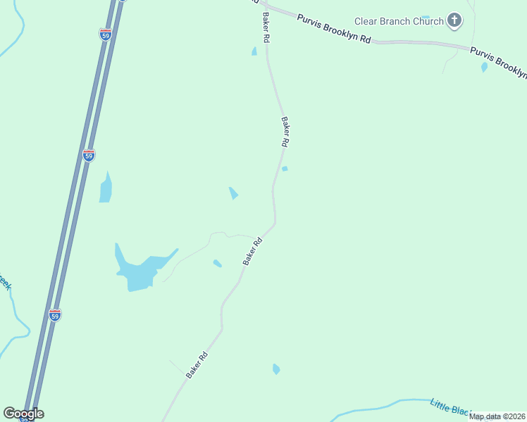 map of restaurants, bars, coffee shops, grocery stores, and more near 309 Baker Road in Purvis