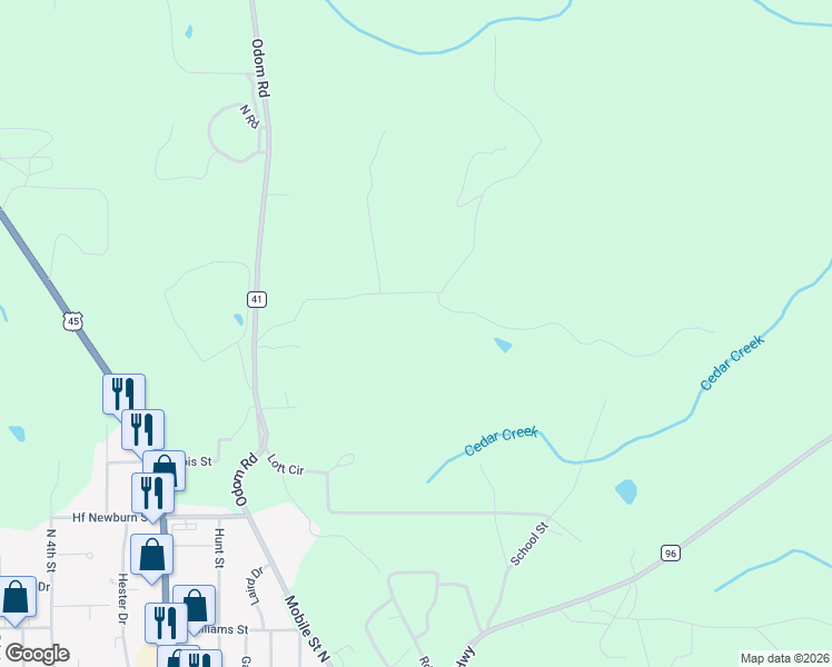map of restaurants, bars, coffee shops, grocery stores, and more near 7780 Smith Road in Citronelle