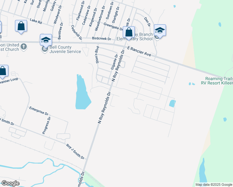 map of restaurants, bars, coffee shops, grocery stores, and more near 5707 Rustler Drive in Killeen