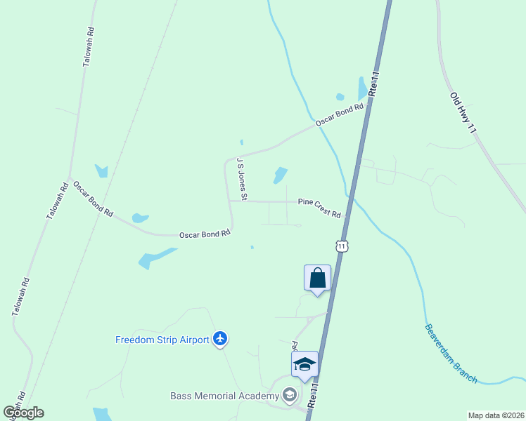 map of restaurants, bars, coffee shops, grocery stores, and more near 25 Pine Crest Road in Purvis
