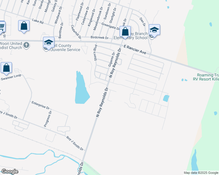 map of restaurants, bars, coffee shops, grocery stores, and more near 5707 Rustler Drive in Killeen