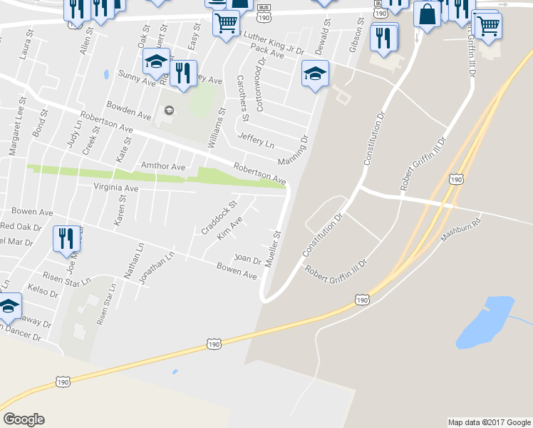 map of restaurants, bars, coffee shops, grocery stores, and more near 703 Aimee Ave in Copperas Cove