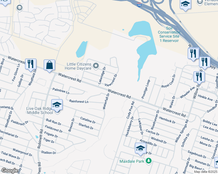 map of restaurants, bars, coffee shops, grocery stores, and more near 3320 Viewcrest Drive in Killeen