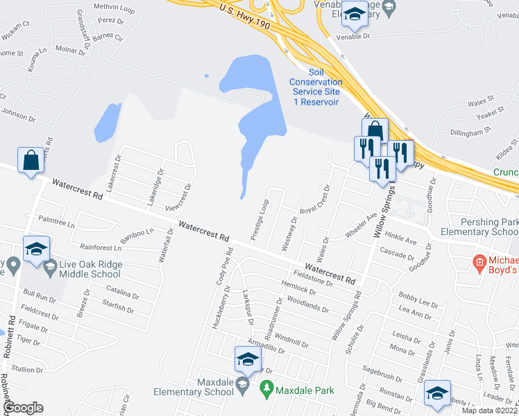 map of restaurants, bars, coffee shops, grocery stores, and more near 2005 Prestige Loop in Killeen