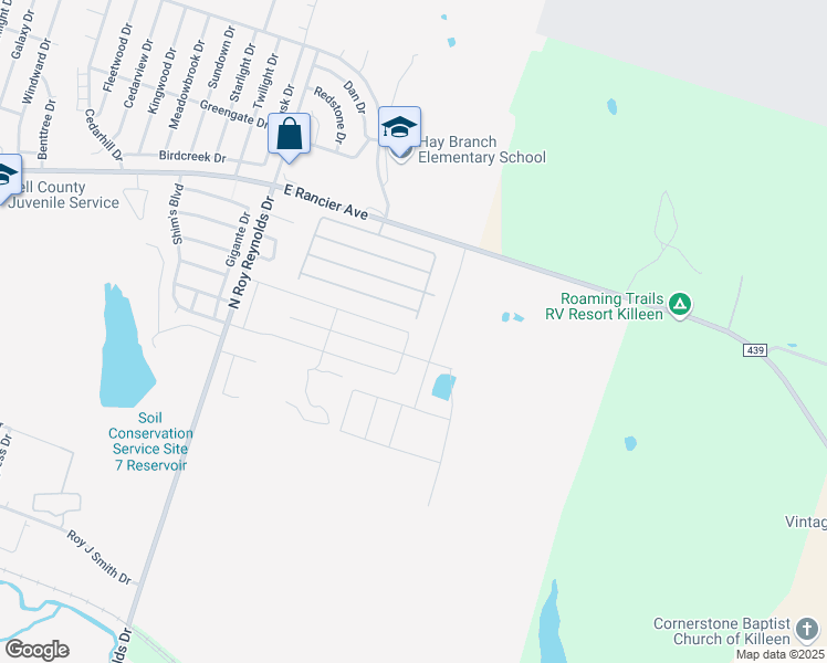 map of restaurants, bars, coffee shops, grocery stores, and more near Country Meadows Loop in Killeen