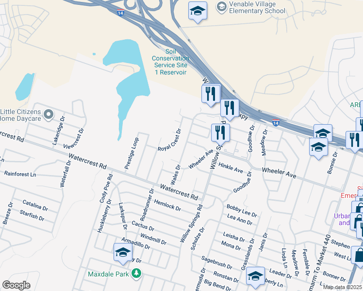 map of restaurants, bars, coffee shops, grocery stores, and more near 1204 Wales Drive in Killeen