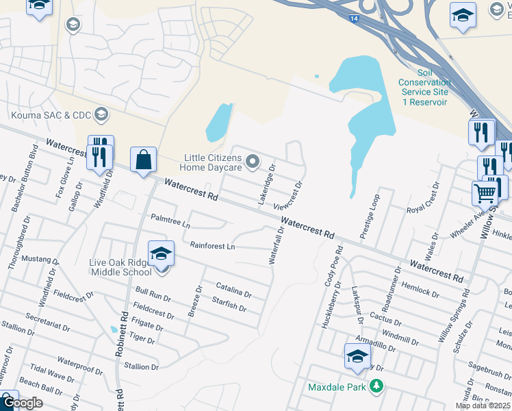 map of restaurants, bars, coffee shops, grocery stores, and more near 3500 Viewcrest Drive in Killeen