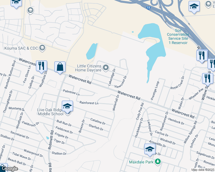 map of restaurants, bars, coffee shops, grocery stores, and more near 3500 Viewcrest Drive in Killeen