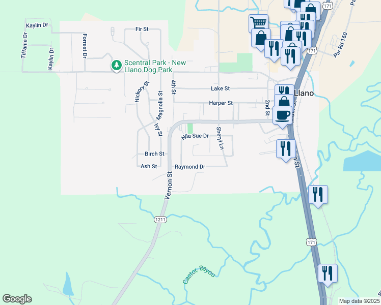 map of restaurants, bars, coffee shops, grocery stores, and more near 129 Clarence Avenue in Newllano