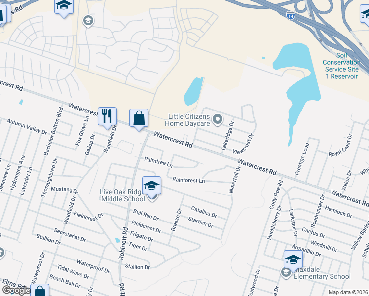 map of restaurants, bars, coffee shops, grocery stores, and more near 3607 Coral Bay Lane in Killeen