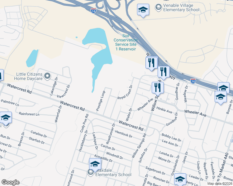map of restaurants, bars, coffee shops, grocery stores, and more near 1709 Prestige Loop in Killeen