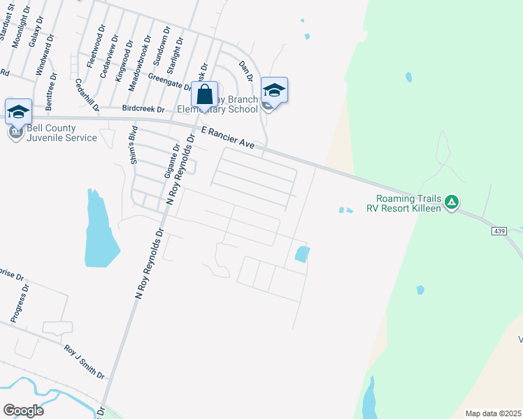 map of restaurants, bars, coffee shops, grocery stores, and more near 265 Snapdragon Lane in Killeen
