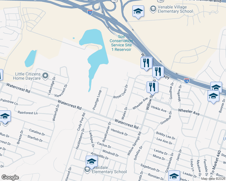 map of restaurants, bars, coffee shops, grocery stores, and more near 1709 Prestige Loop in Killeen