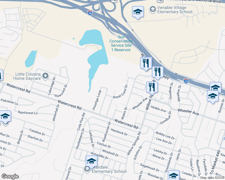 map of restaurants, bars, coffee shops, grocery stores, and more near 1208 Westway Circle in Killeen