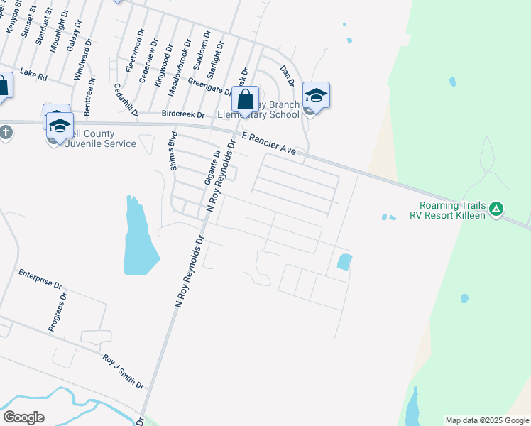map of restaurants, bars, coffee shops, grocery stores, and more near 5917 Amelia Earhart Boulevard in Killeen