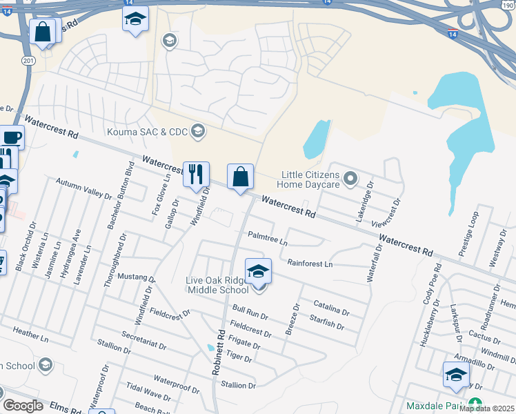 map of restaurants, bars, coffee shops, grocery stores, and more near 4002 Watercrest Road in Killeen