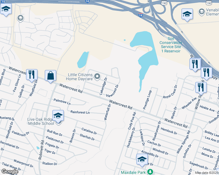 map of restaurants, bars, coffee shops, grocery stores, and more near 3401 Woodlake Drive in Killeen