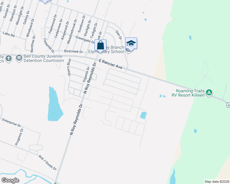 map of restaurants, bars, coffee shops, grocery stores, and more near 5917 Amelia Earhart Boulevard in Killeen
