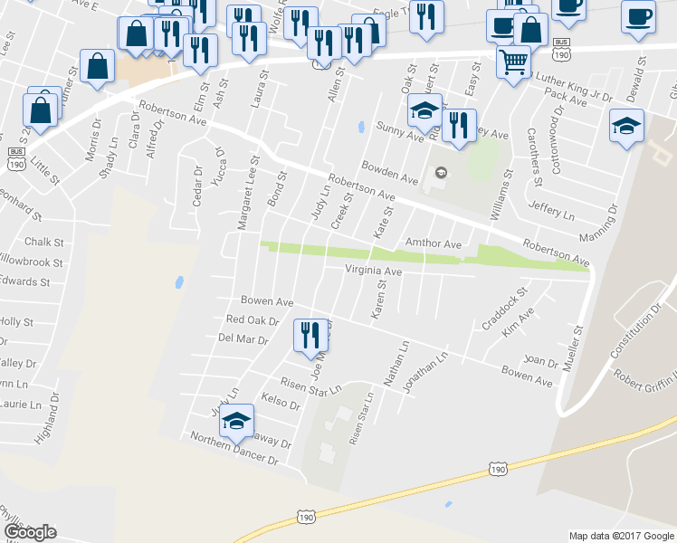 map of restaurants, bars, coffee shops, grocery stores, and more near 702 Joe Morse Drive in Copperas Cove
