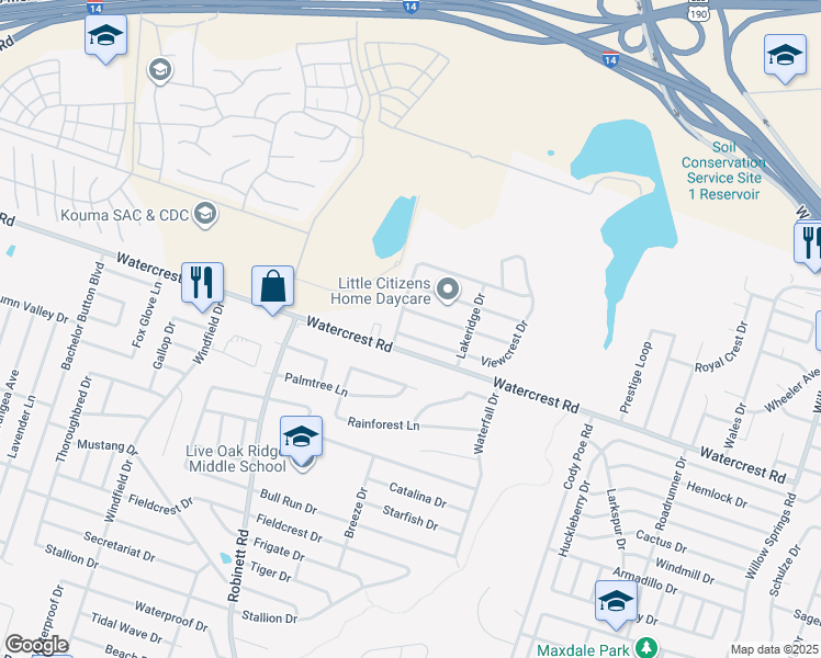 map of restaurants, bars, coffee shops, grocery stores, and more near 3607 Viewcrest Drive in Killeen