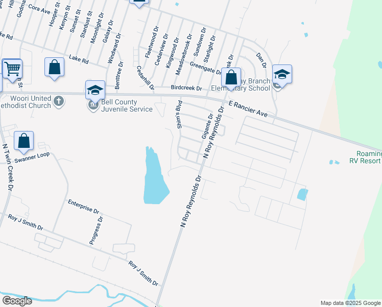 map of restaurants, bars, coffee shops, grocery stores, and more near 1304 Hana Drive in Killeen