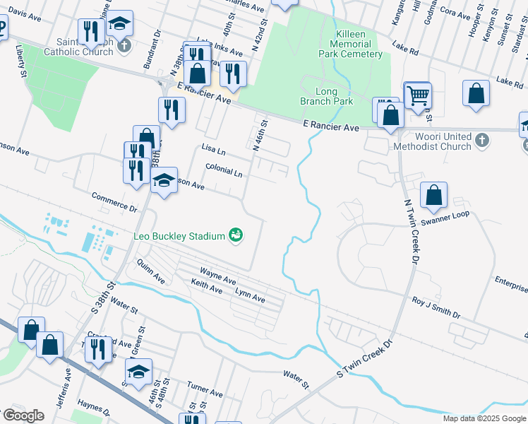 map of restaurants, bars, coffee shops, grocery stores, and more near 3409 Atkinson Avenue in Killeen