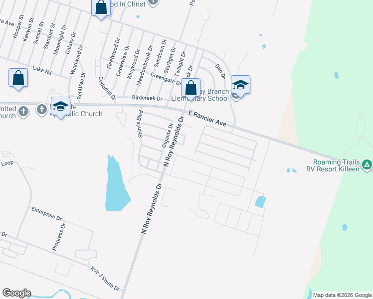 map of restaurants, bars, coffee shops, grocery stores, and more near 1210 Monroe Loop in Killeen