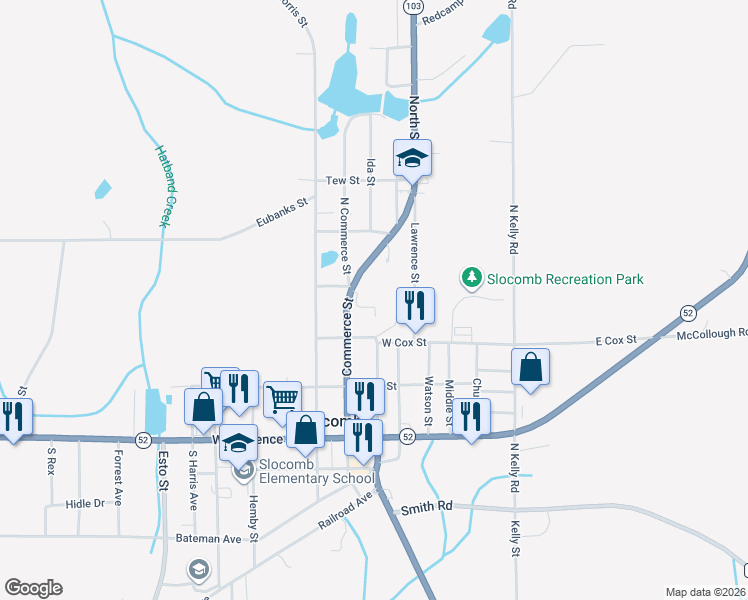 map of restaurants, bars, coffee shops, grocery stores, and more near 398 North Dalton Street in Slocomb