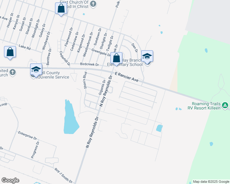 map of restaurants, bars, coffee shops, grocery stores, and more near 1210 Monroe Loop in Killeen