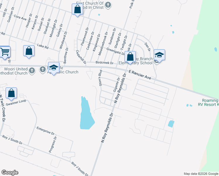 map of restaurants, bars, coffee shops, grocery stores, and more near 5400 Waterbank Lane in Killeen