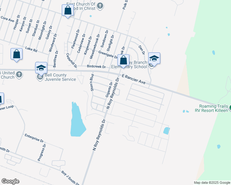 map of restaurants, bars, coffee shops, grocery stores, and more near 1310 Gigante Drive in Killeen
