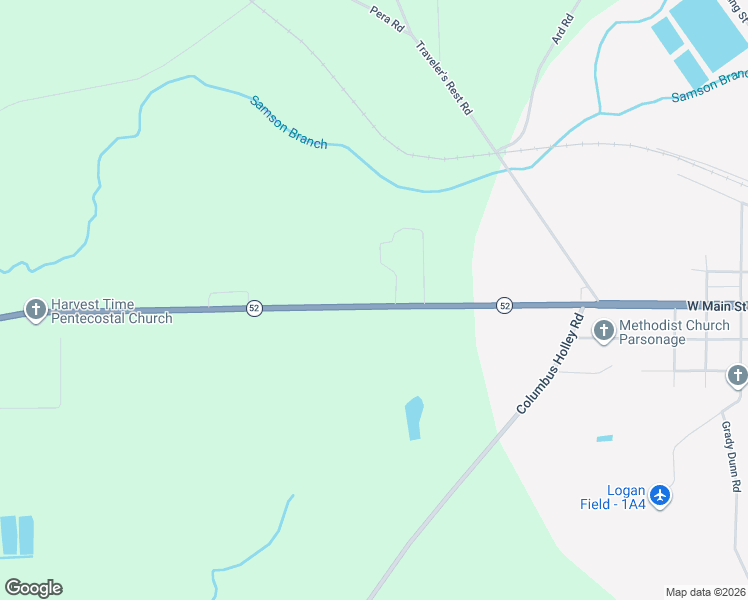 map of restaurants, bars, coffee shops, grocery stores, and more near 13350 State 52 in Samson