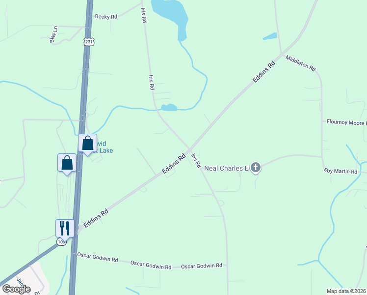 map of restaurants, bars, coffee shops, grocery stores, and more near 7242-7458 Eddins Road in Dothan