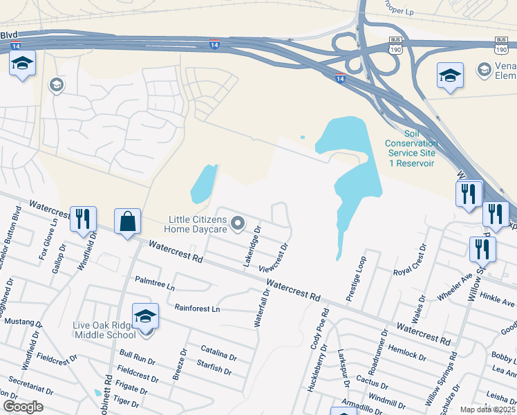 map of restaurants, bars, coffee shops, grocery stores, and more near 3010 Viewcrest Dr in Killeen