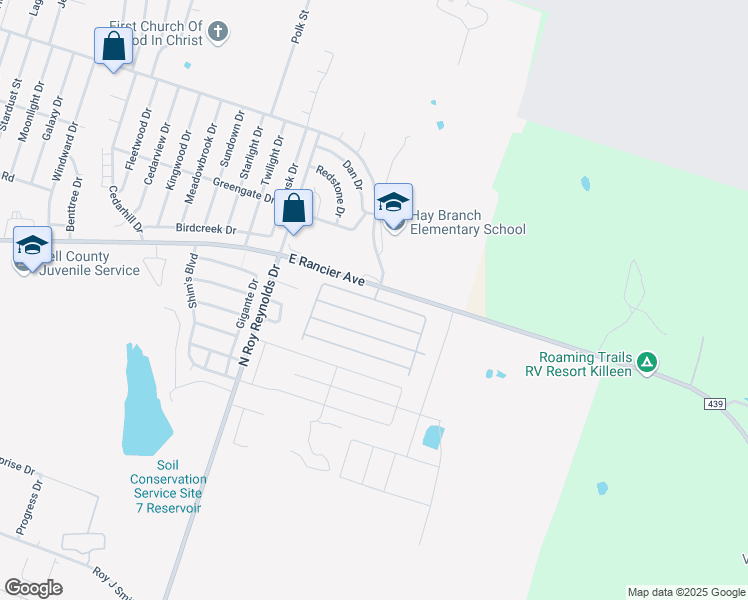 map of restaurants, bars, coffee shops, grocery stores, and more near Country Meadows Loop in Killeen