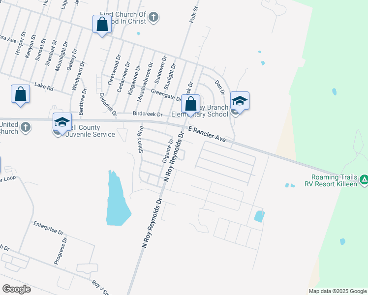 map of restaurants, bars, coffee shops, grocery stores, and more near 1305 Monroe Loop in Killeen