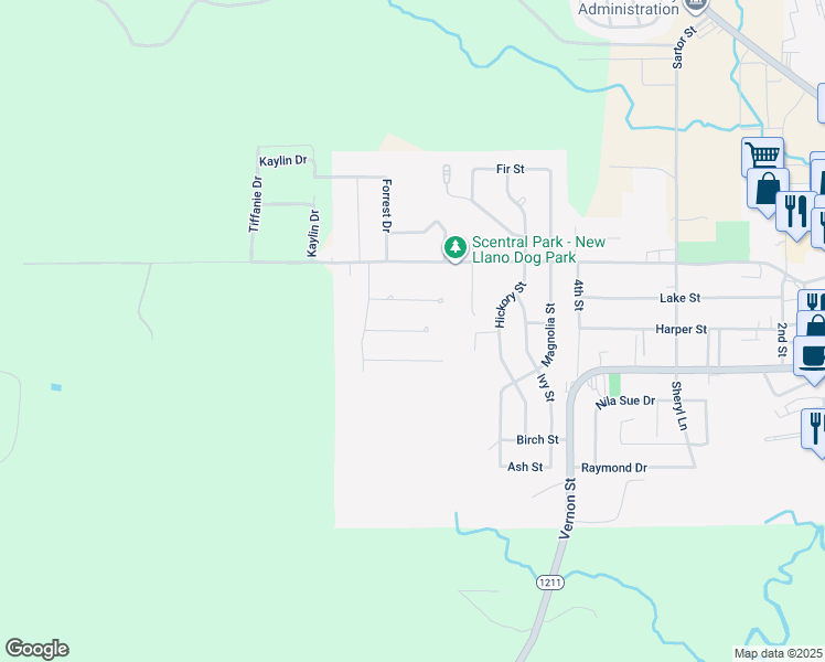 map of restaurants, bars, coffee shops, grocery stores, and more near 112 Franklin Street in New Llano