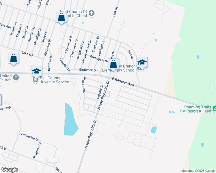 map of restaurants, bars, coffee shops, grocery stores, and more near 5705 Allstar Court in Killeen
