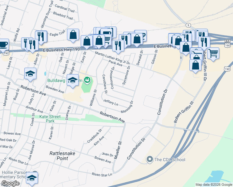 map of restaurants, bars, coffee shops, grocery stores, and more near 418 Carothers Street in Copperas Cove