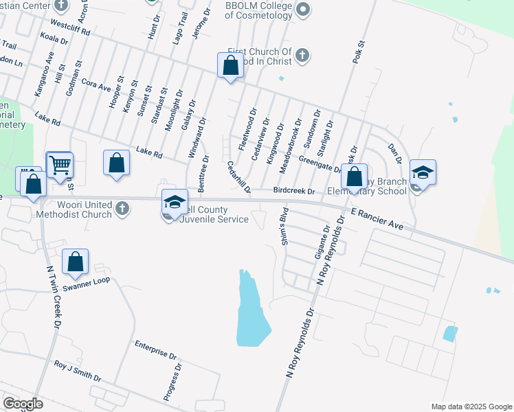 map of restaurants, bars, coffee shops, grocery stores, and more near 5102 Birdcreek Drive in Killeen