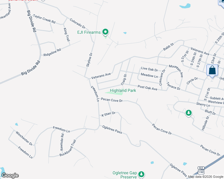 map of restaurants, bars, coffee shops, grocery stores, and more near 1215 Craig Street in Copperas Cove