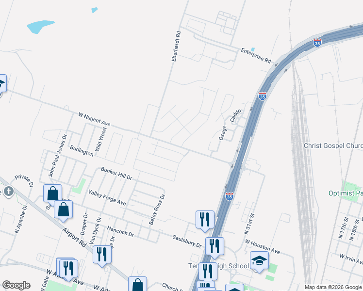map of restaurants, bars, coffee shops, grocery stores, and more near 2224 Bellmont in Temple