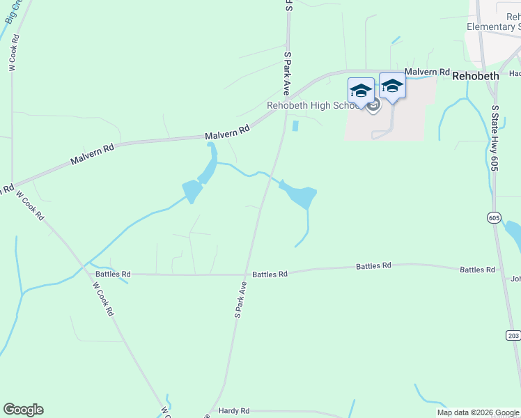 map of restaurants, bars, coffee shops, grocery stores, and more near 9691 South Park Avenue in Rehobeth