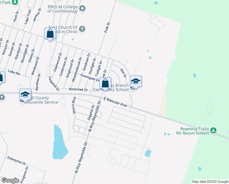 map of restaurants, bars, coffee shops, grocery stores, and more near 5804 Greengate Drive in Killeen