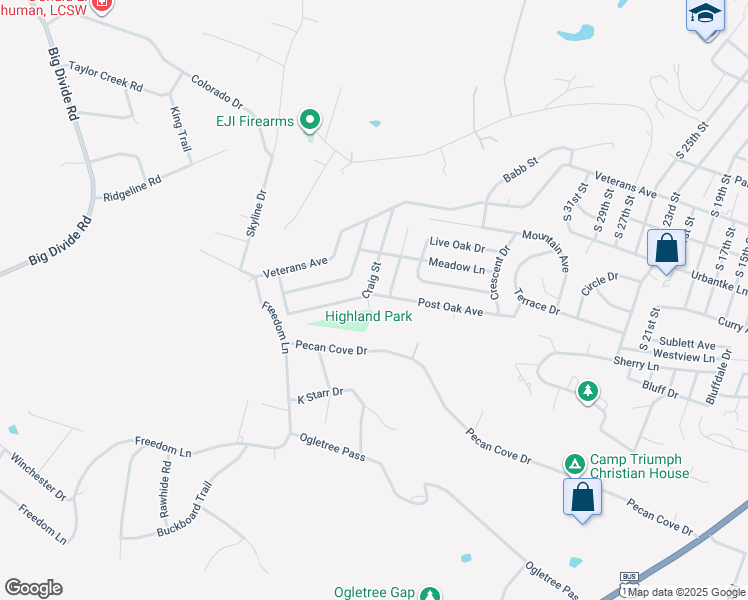 map of restaurants, bars, coffee shops, grocery stores, and more near 1201 Craig Street in Copperas Cove